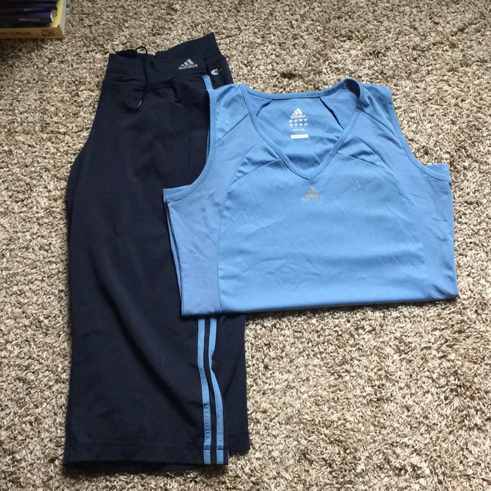 Adidas Blue Tee & Capris Set